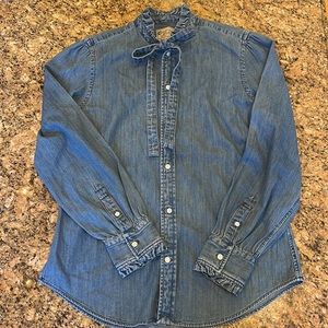 COPY - Ralph Lauren Chambray Tie Neck Blouse